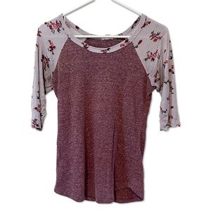 Floral Baseball Tee | Mauve, Size Small
